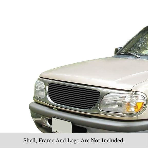 APS 1995-2001 Ford Explorer Black Stainless Steel Billet Grille 8x6 horizontal billet