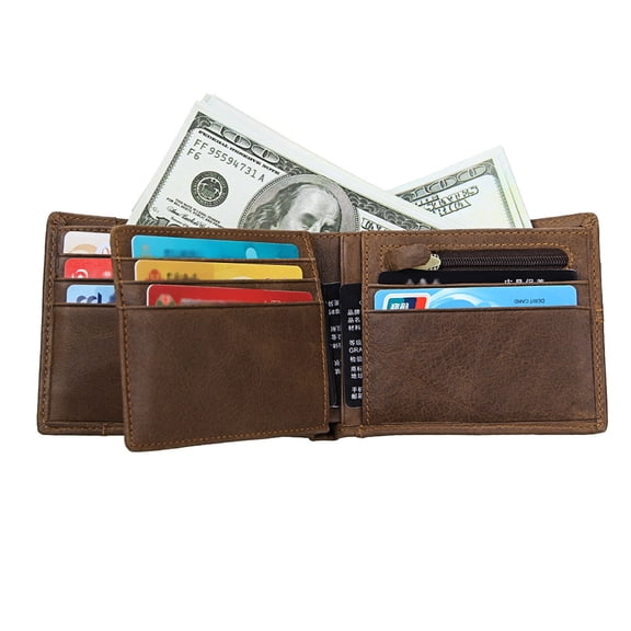 HEANUJJ Brown Wallet for Men Vintage Durable Large Capacity Storage Use