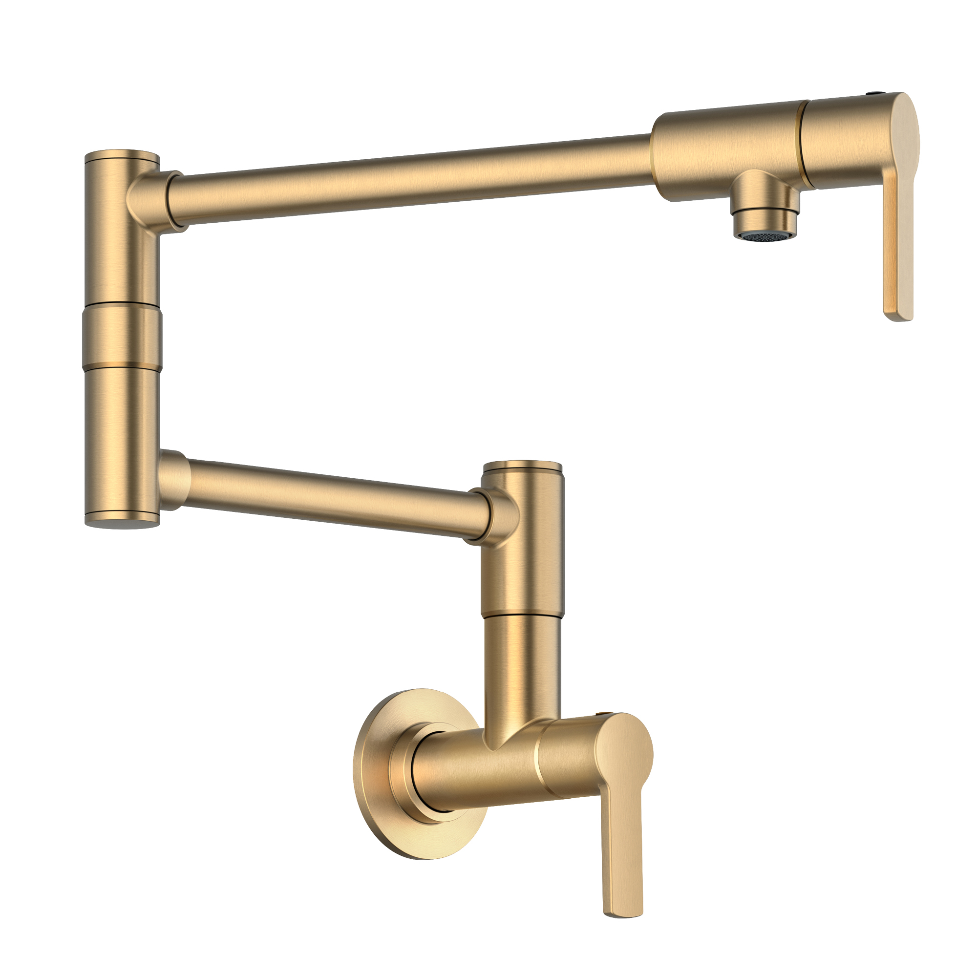 KRAUS® Oletto™ Wall Mount Pot Filler Kitchen Faucet with Retractable Arm in Spot-Free Brushed Brass