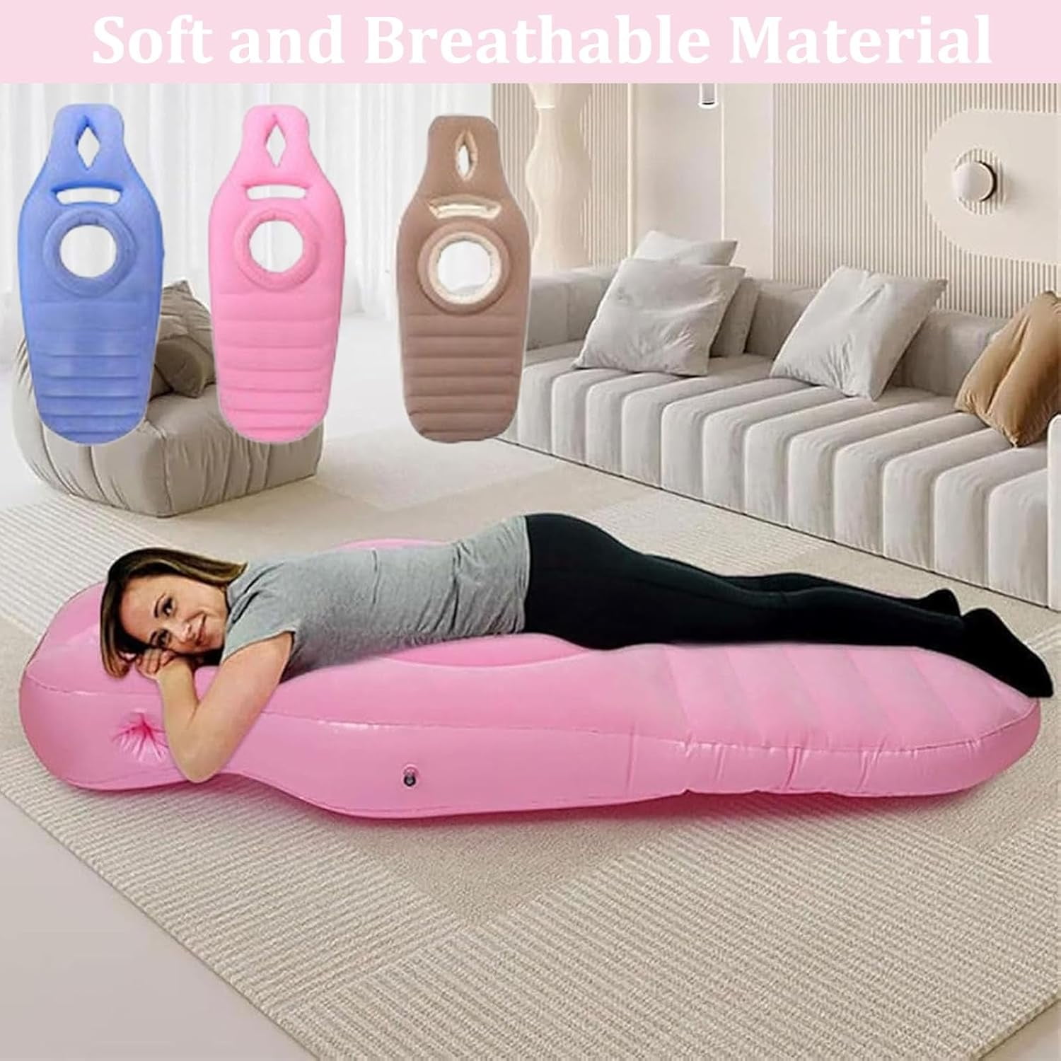 Tummynest Pregnancy Mattress, Inflatable Pregnancy Pillow with Hole, Adjustable Portable Inflatable Pregnancy Pillow, Full Body Maternity Airbed with Hole for Stomach & Side (Pink)