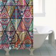 thumbnail image 4 of Blue Ethnic Triangle Pattern Shower Curtain 84"x72" ,Bathroom Decorative Shower Curtains Set with 12 Hooks,Modern Waterproof Washable Shower Curtain, 4 of 6