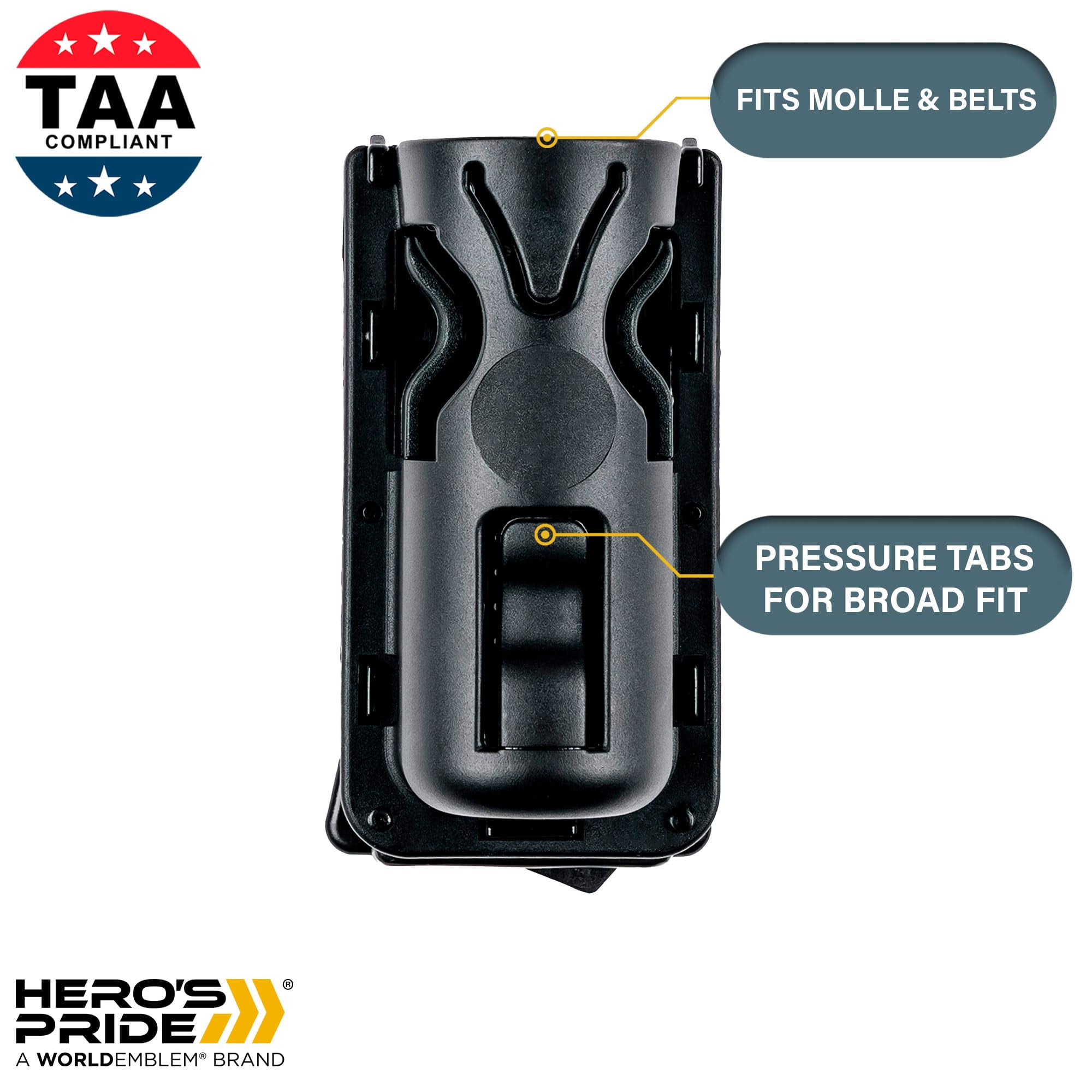 Hero’s Pride Edge Polymer Flashlight Pouch – Universal Fit, Belt & MOLLE Compatible, Rotating Clip