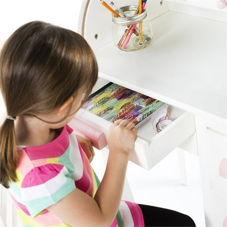 Guidecraft Jr Roll Top Kids Wood Desk And Chair Set In White
