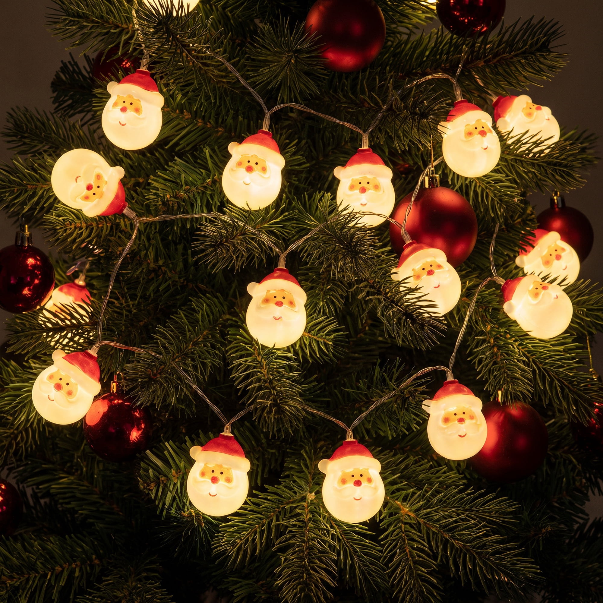 Unique Bargains Fairy Garlands Yuletide Noel Lamps 9.8 ft Red Hat Man Battery Operated