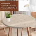 thumbnail image 4 of Vintage Cream Round Tablecloth, Fitted Table Cover with Elastic for 45"-54" Round Tables, Farmhouse Retro Beige Solid Color Table Cloth Outdoor Indoor Dinning Party Waterproof Tablecloths, 4 of 7