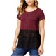 thumbnail image 1 of Maison Jules Blusa de punto con dobladillo de encaje Peplim para mujer, rojo, XS, 1 of 2