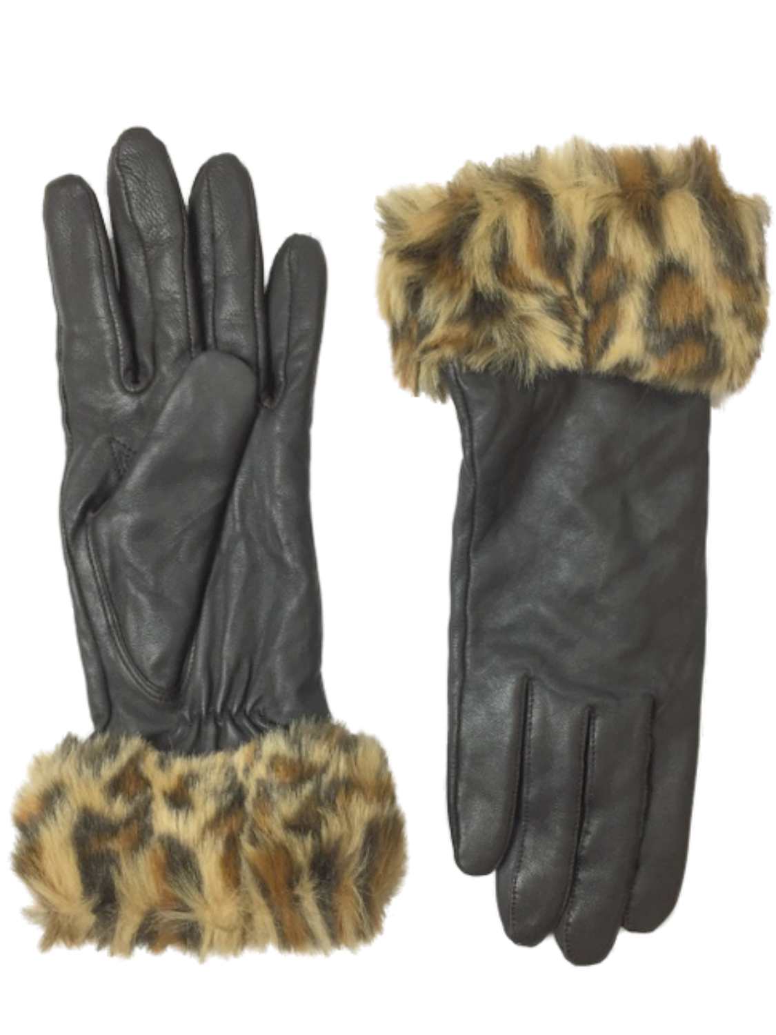 leopard leather gloves