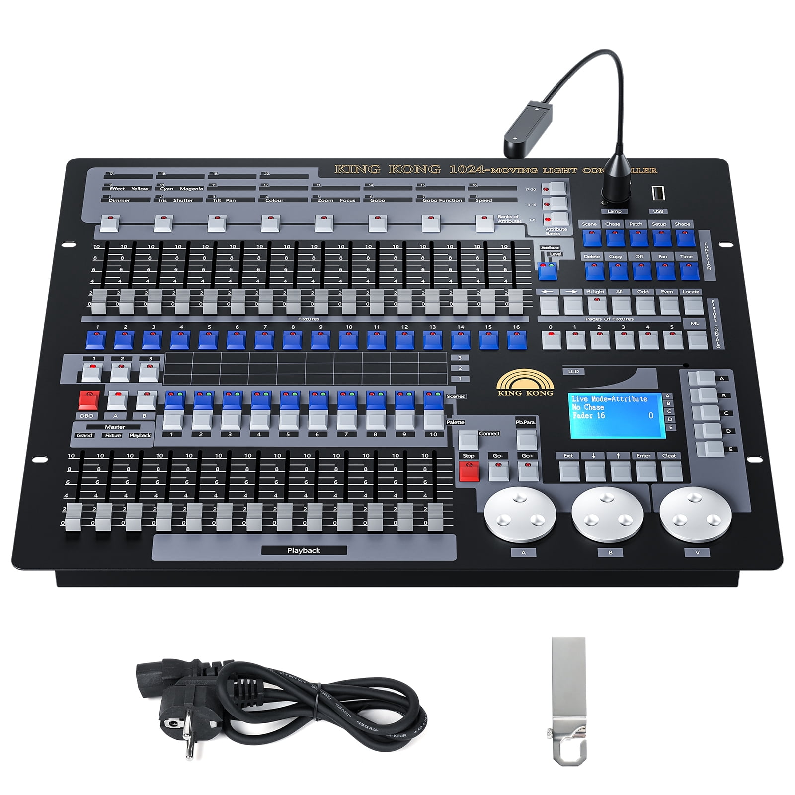 DJ Lighting Controller with Flightcase,Grand Console DMX and MIDI Operator 1024 Channel Lighting Controller for Live Concerts KTV DJs Clubs
