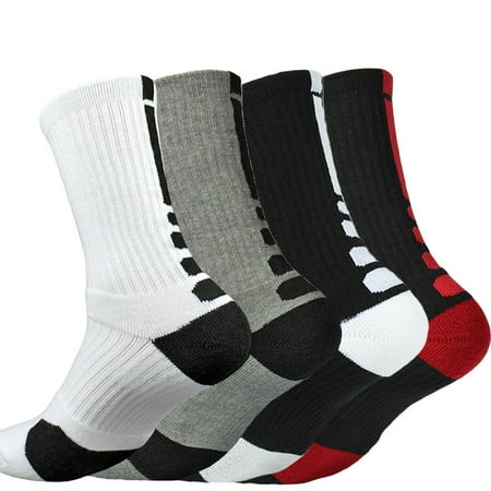 4 Pack Men's Outdoor Sports Socks Basketball Football Long Athletic Socks for Running Hiking (Best Running Socks To Avoid Blisters)