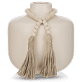 thumbnail image 1 of Bouclair White Natural Ceramic Vase with Wood Pearls and Tassels, 1 of 10