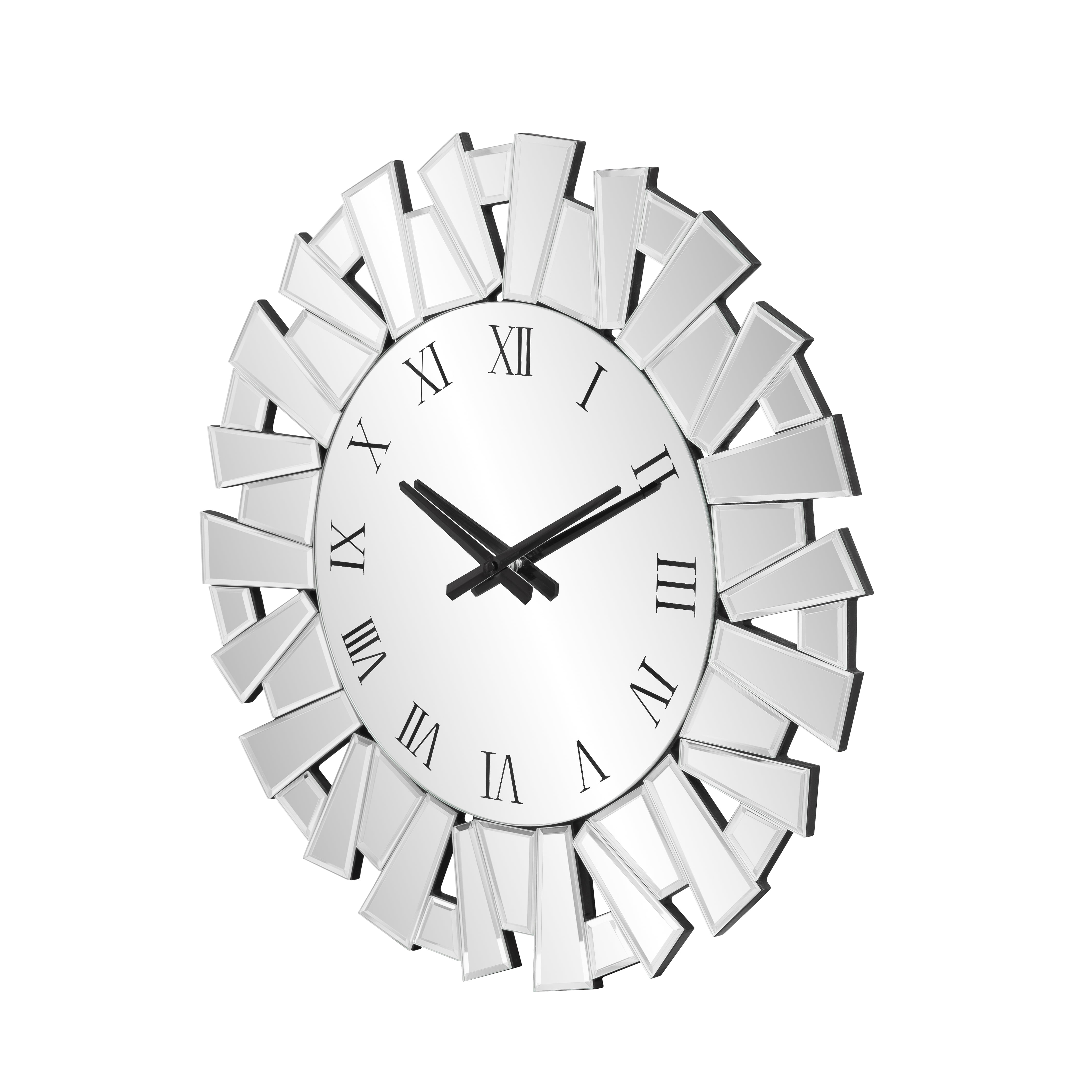 SHYFOY Modern Silver Glass Wall Clock Accent Clocks for Living Room