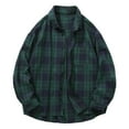 thumbnail image 2 of Conairie Mens Button Down Shirt Long Sleeve Fashion Casual Regular Fit Collar Flannel Shirt Comfortable Lightweight Fall Plaid Classic Basic Tops With Pocket Green XXL, 2 of 4