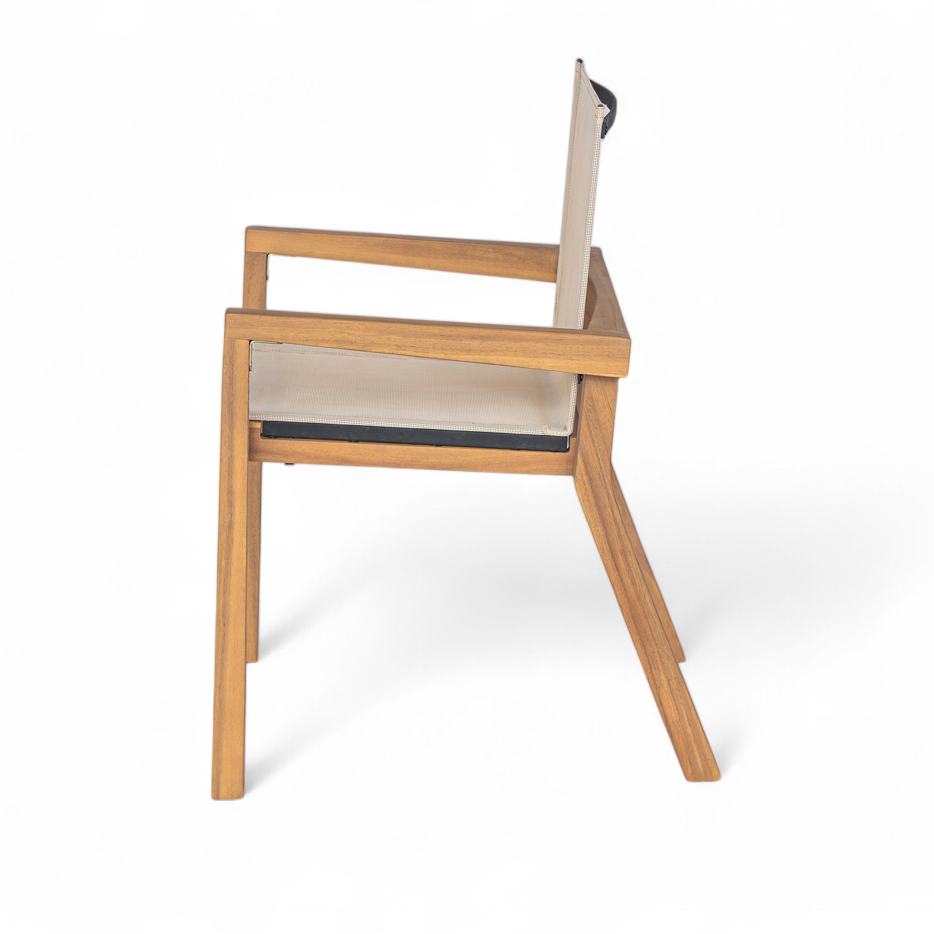 Euroco BELFAST DINING CHAIR,Set of 2,Teak Frame+ Beige Textile
