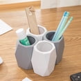 thumbnail image 4 of Paquete de 4 portalápices de silicona, portalápices para escritorio, portalápices de maquillaje geométrico, vaso para lápices de diseño creativo para oficina, escuela, hogar, 4 of 8