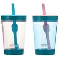 thumbnail image 1 of Contigo Kids - Vaso a prueba de derrames de 14 onzas con popote y plástico sin BPA, se adapta a la mayoría de portavasos y apto para lavaplatos, paquete de 2 unidades, crema de f, 1 of 4