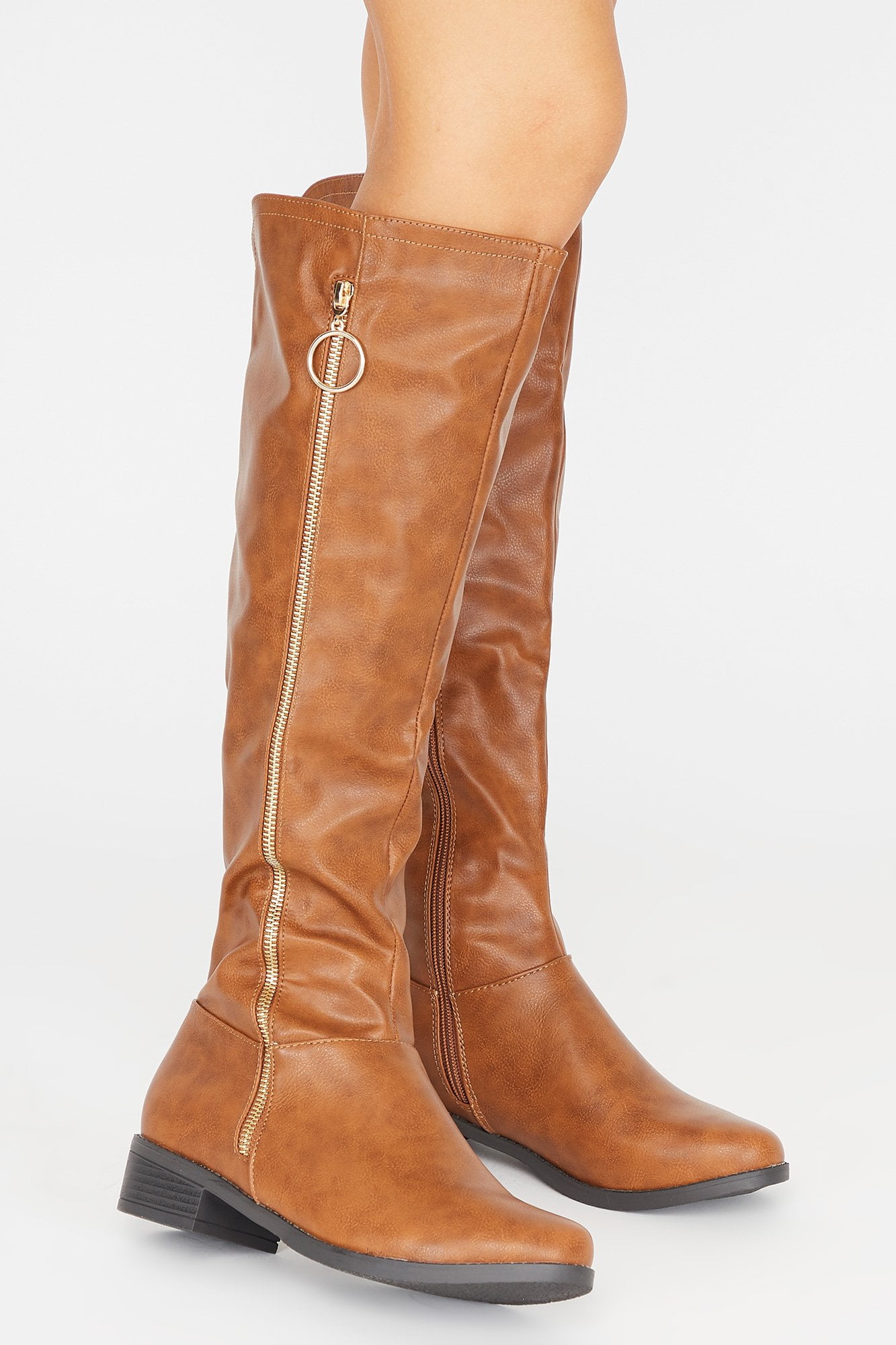 Urban Women's FauxLeather KneeHigh Side Zip Riding Boot