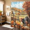 thumbnail image 3 of Rustic Fall Shower Curtain, Autumn Country Fields Harvest Art Shower Curtain Set, Thanksgiving Day Pumpkin Harvest Landscape Decor Farbirc Shower Curtain For Bathroom with 12PCS Hooks, 70X70IN, 3 of 4