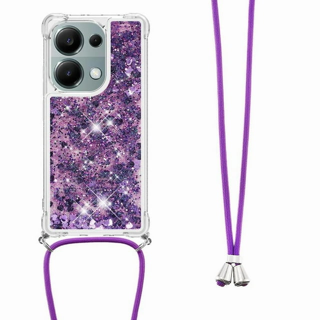 Funda FOXDOCK para Xiaomi Redmi Note 13 Pro 4G con Cuerda Ajustable, Brillo Líquido, Protección Antigolpes y Lente – Ideal para Regalo