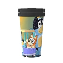 Saiise Bluey Print Travel Coffee Mug 16oz,Insulated Coffee Mug to Go,Reusable Coffee Travel Mug with Seal Lid,Vacuum Stainless Steel Coffee Cups for Hot/Ice Coffee Tea