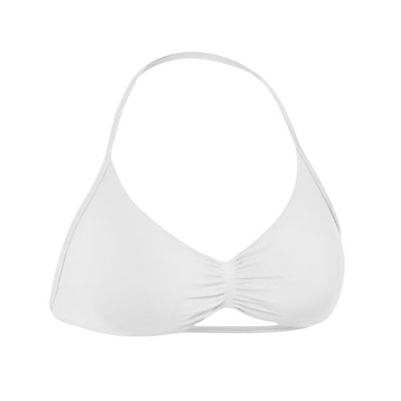 WMTBSTSW Clearance Women s Padded Bikini Top Ruched Halter Swimsuit Top Strappy Cutout Bathing Suit Tops Thin Everyday Full Coverage Cushioned No Underwire Bra
