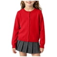 thumbnail image 3 of Wonitaaizi Girls Cardigan Sweater Toddler Long Sleeve Button Knit Solid Sweaters Tops (12-18 Months,Red), 3 of 6