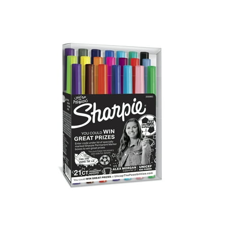Sharpie Permanent Markers, Ultra Fine Point, Alex Morgan Special Edition, Assorted Colors, 21 Count