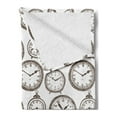 thumbnail image 2 of Clock Soft Flannel Fleece Throw Blanket, Vintage Pocket Watch Numbers on It Antique Design Chronometers Old Fashioned Print, Cozy Plush for Indoor and Outdoor Use, 70" x 90", Brown, by Ambesonne, 2 of 5