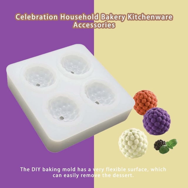 4 Cavities Silicone Berries Mold Wedding Easy Release Party Holiday Cake Chocolate Pudding Mould Home Dining Bar Baking Tool