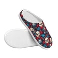 thumbnail image 3 of Rateoe Skull red flower blue Print Women's Men's Cotton Knit Slippers Lightweight Memory Foam Indoor House Shoes with Anti-Skid Sole-44/45, 3 of 7