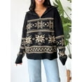 thumbnail image 2 of KelaJuan Women Knit Sweater Long Sleeve Turn-down Collar Zipped Snow Pullover Warm Sweater for Fall Winter, 2 of 6