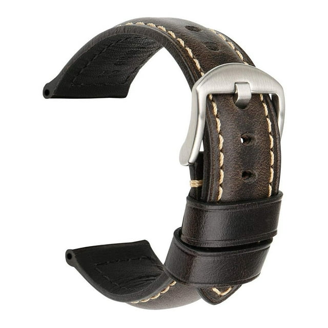 Flmtop 20/22/24mm Vintage Adjustable Genuine Leather Watch Band Wrist Strap Replacement