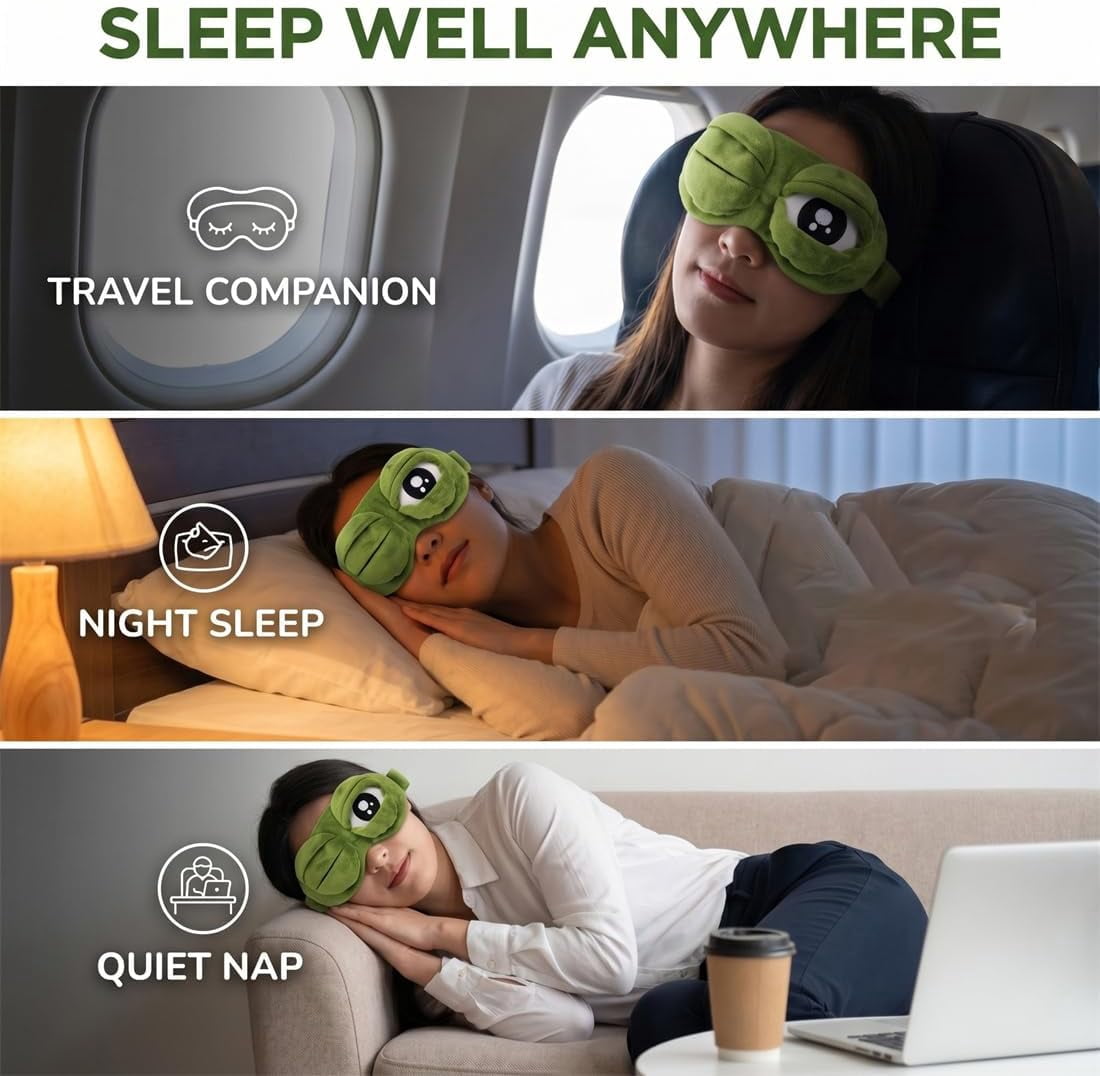 3D Frog Sleep Mask Adjustable Strap Soft Eye Shade Cover