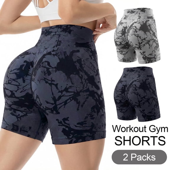 WQD Women’s Biker Shorts 2 Pack High Waisted Tummy Control Workout Yoga Shorts Stretchy Athletic Running Cycling Short Leggings