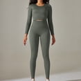 thumbnail image 2 of Summer and Autumn Workout Sets for Women 2 Piece High Waisted Casual Spring Long Sleeve Round-Neck Blouses & Shirts Sets, 2 of 7