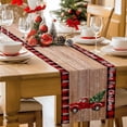 thumbnail image 2 of Christmas Table Runner Red Truck Pine Tree Table Runners Snowflake Rustic Wood Grain Plaid Cotton Linen Dresser Scarf Kitchen Dining Table Decor for Christmas Holiday Party Decor 13x90 Inch, 2 of 9