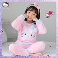 thumbnail image 1 of Anime Sanrioed Hello Kitty Children Flannel Pajamas Kawaii Boys Girls Spring and Autumn Cartoon Coral Velvet Home Warm Clothes, 1 of 5