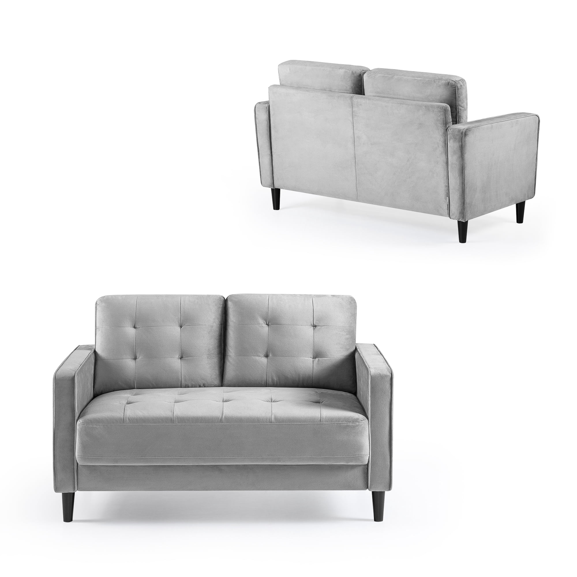 Ember Interiors Benton Velvet Loveseat 2- Seater, Gray