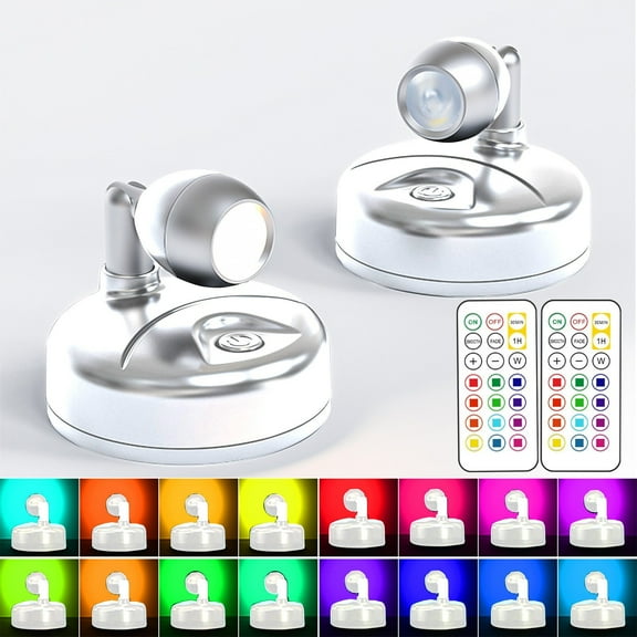 Hohaski 2 Pack 360 Degree Wall Light Indoor Wall Light with Remote Control with RGB Mood Light with Battery Press Control 3 Lighting Modes 13 Light Colors Timer Home Spooky Deco