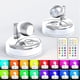 thumbnail image 1 of Pack de 2 Luces de Pared de 360° para Interiores con Control Remoto | Luz Ambiental Rgb con 13 Colores | Funciona con Pilas | 3 Modos de Iluminación | Temporizador | Montaje Adhesivo para Pasillos, D, 1 of 6