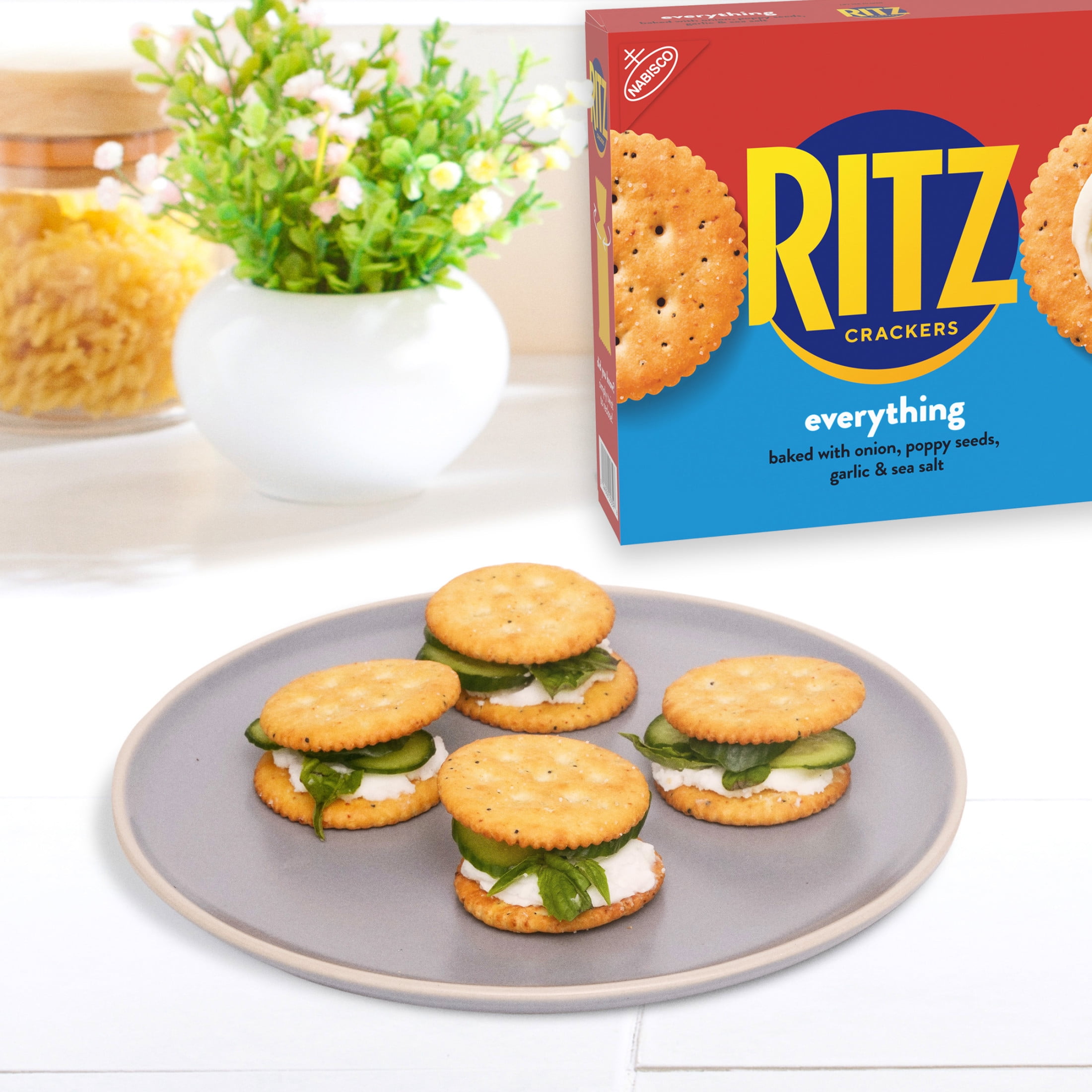 (3 pack) RITZ Everything Crackers, Snacks for Kids and Adults, Lunch Snacks, 13.7 oz