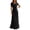Black, variant on Wsysadlol Dresses for Women Women Elegant Summer Solid Knit Maxi Dress Pleated Neckline Slim Fit Long Dress For Formal Occasions & Evening Party