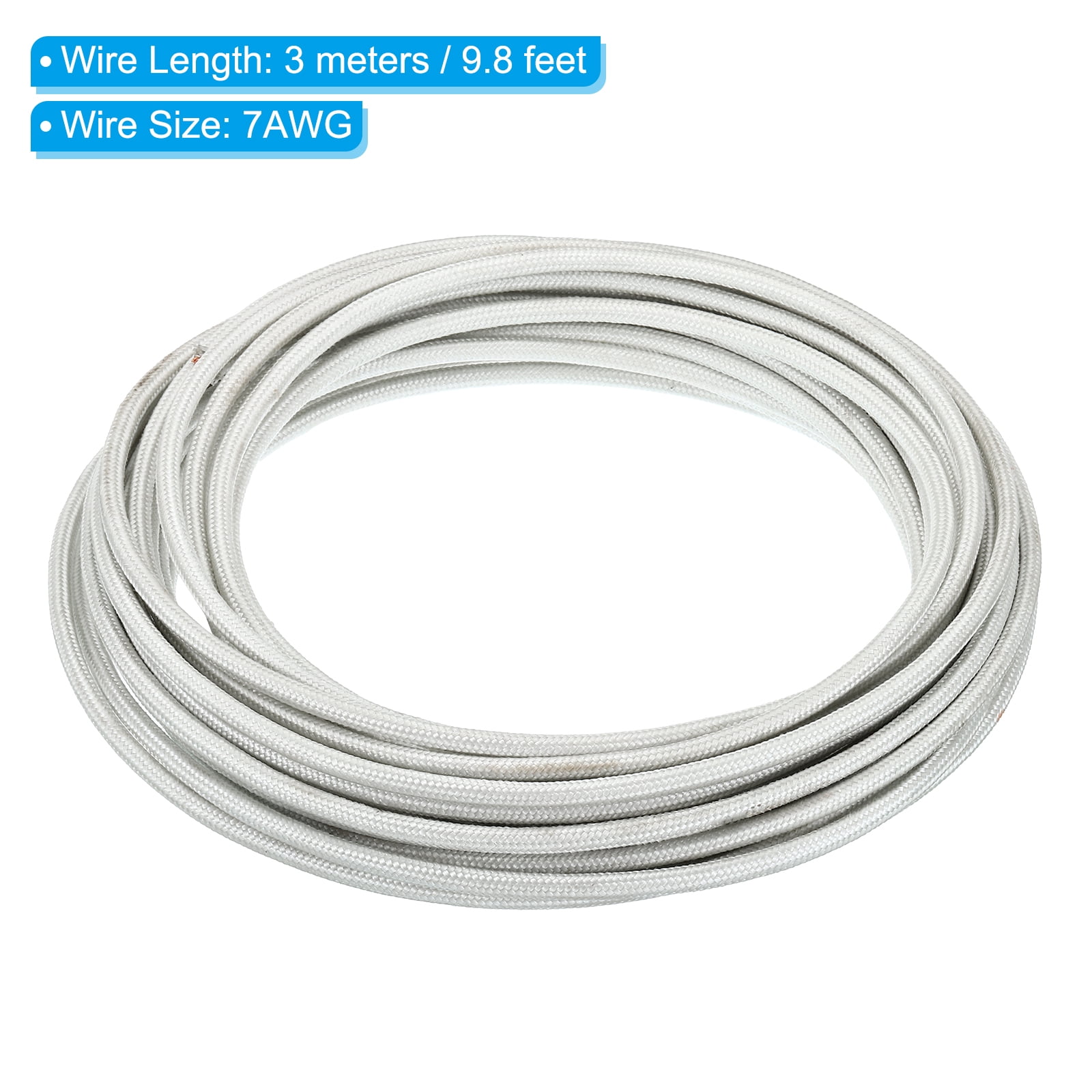 Uxcell 10Ft 7AWG High Temperature Wire, Nickel Plated Copper Electronic Wire -60-350 Degree Celsius, White
