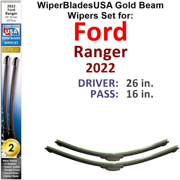 2022 Ford Ranger Beam Wiper Blades Wipers WBUSA (Set of 2)