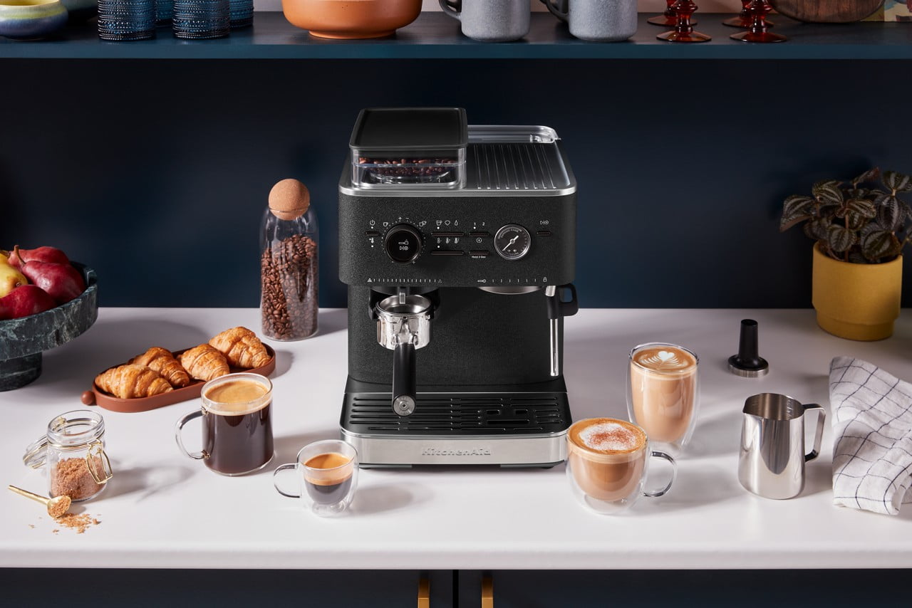 KitchenAid Semi-Automatic Espresso Machine with Burr Grinder | Cast Iron Black