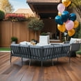 thumbnail image 3 of Rossio Outdoor 4 Piece Sectional Sofa, Teak Patio Corner Seating Set With Aluminum Frame, 3 of 18