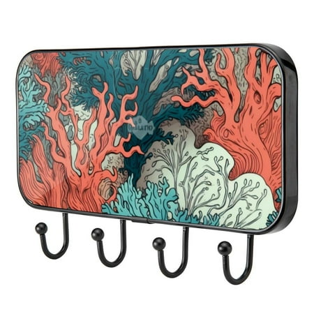 

Sea Coralline Self Adhesive Towel Coat Wood Iron Hooks for Home Keys Door Outdoor Home Improvement Utility Hook