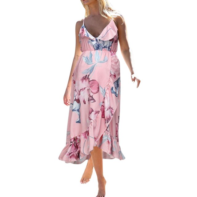 Robe pour Femmes Décontractée Femmes Sans Manches Décontractée à Imprimé Floral Robe à Volants Grossesse Robe d'Été Robe de Maternité Robe Décontractée à Volants Femmes