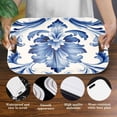 thumbnail image 3 of Serving Trays with Handles, 14.5 x 9.8 inch Rectangular Plastic Tray for Restaurant, Kitchen, Blue And White Pattern, 3 of 6