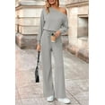 thumbnail image 3 of PRETTYGARDEN Long Sleeve Jumpsuit For Women Dressy Off Shoulder One Piece Loose Wide Leg Jumpsuits Casual Flowy Romper, 3 of 8