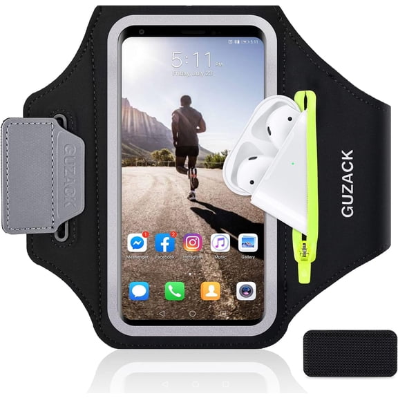Running Armband for iPhone 17 16 15 14 13 Pro Max/Plus/XR/XS, with Card Slot & Key Pockets, Sports Arm Bands Cell Phone Holder Fit Up to 6.9 Inches Phone（Black）